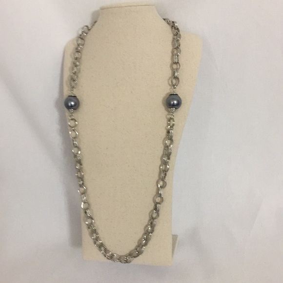Ali khan Jewelry - Ali-Khan Silver Tone  Long Necklace